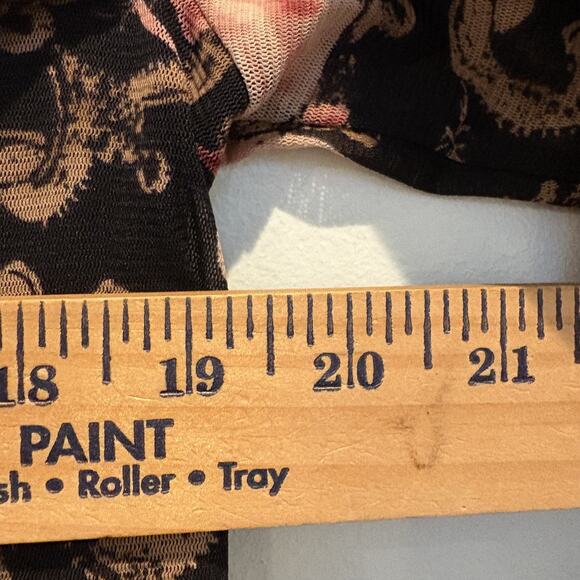 Mesh Overlay Y2K Top Medium Whimsigoth Roses Romantic Feminine Semi Sheer Bloom - Picture 11 of 13